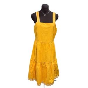 J.Crew NWT Sunflower Yellow Cotton Blend Eyelet Midi Dress Size 8